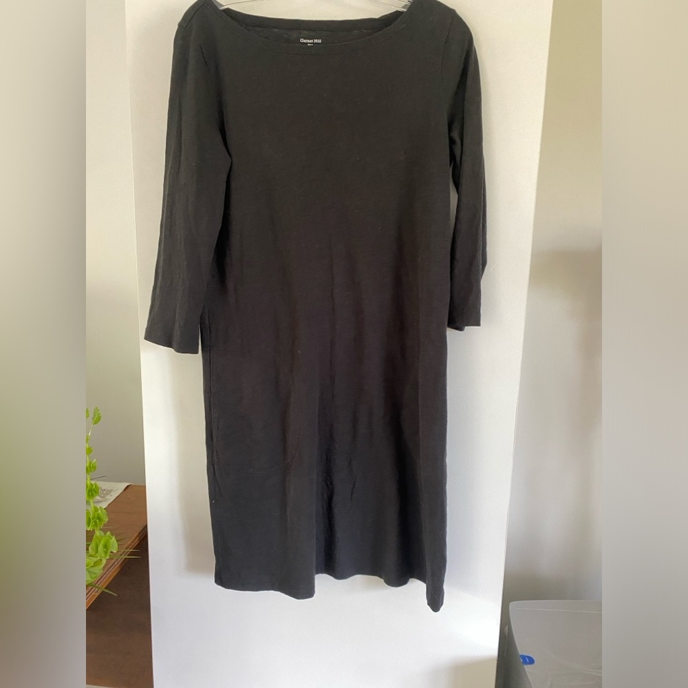 GARNET HILL Peruvian Pima Cotton Boatneck Shift Dress black tee t-shirt 04